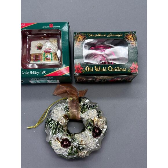 Old World Glass Christmas Ornament Rose With Box/Wreath/Home Vintage - Picture 6 of 6